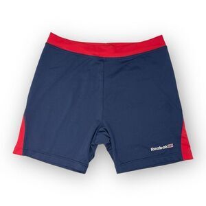 Reebok Blue Red Vintage Stretchy Bike Shorts Athletic Made in USA Women’s Medium